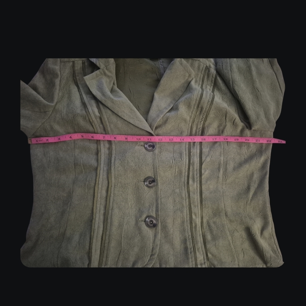 "Quiet Luxury" Chic: R.Q.T. Olive Faux Suede Blazer - Textured & Lightweight-Sz - Picture 6 of 9